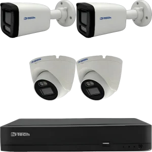 پک دوربین مداربسته هایتک کد 2 | 4 دوربین 5 مگاپیکسل دستگاه 4K لایت